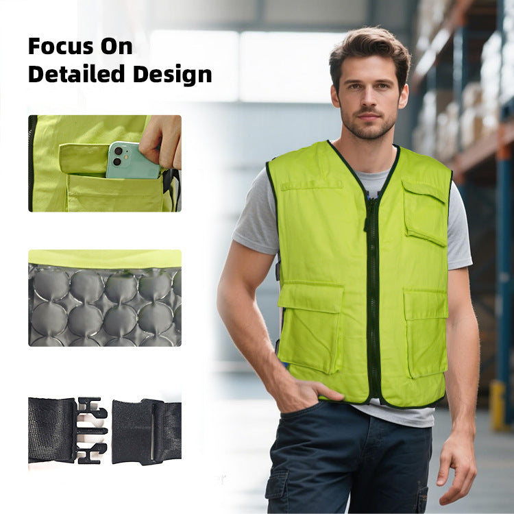 Unisex nan cooling gel cooling vest with adjustable straps and multiple pockets Chichicherry