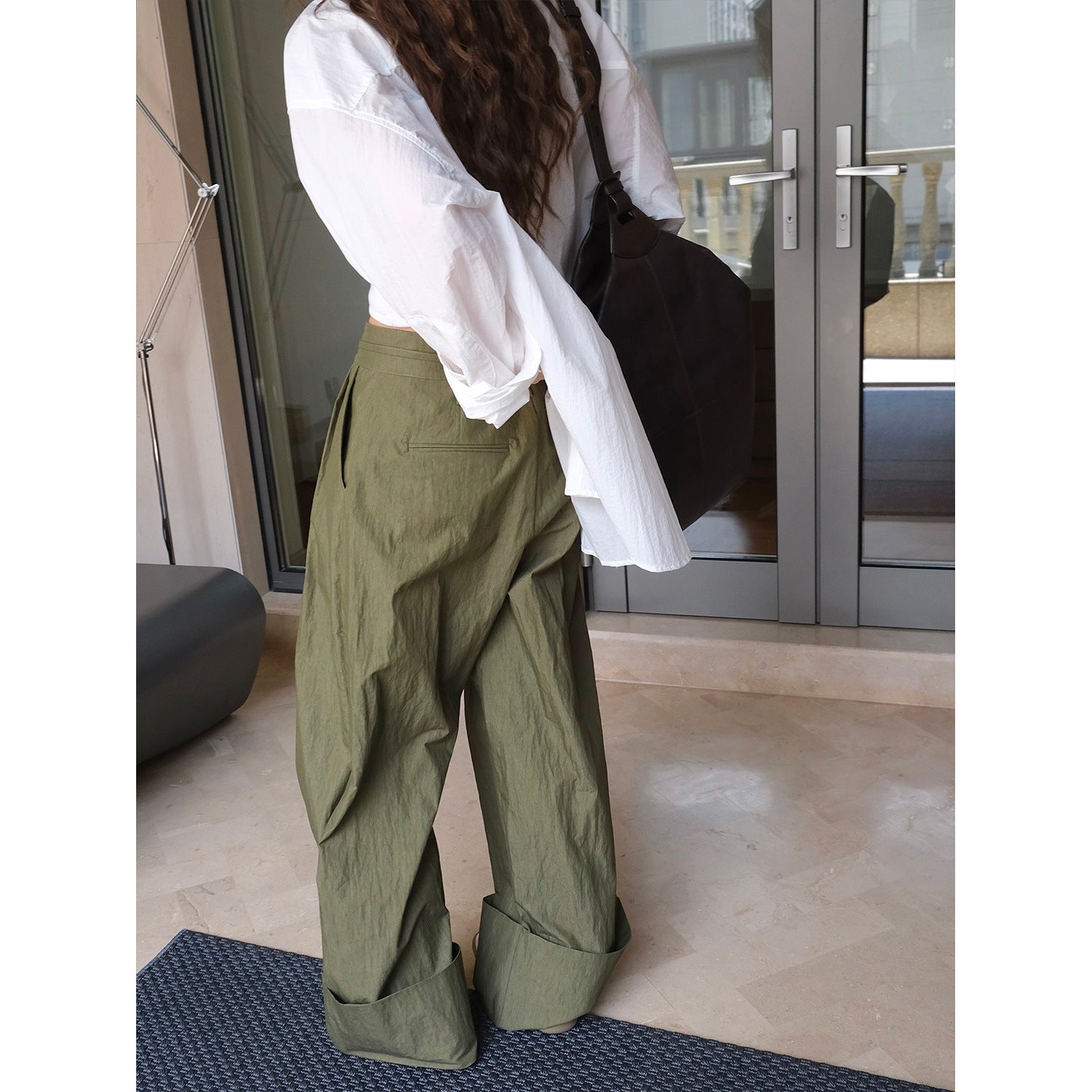 Women Wide High-Waist Palazzo Pants with Drawstring, Pleats and Extra Wide Leg Chichicherry