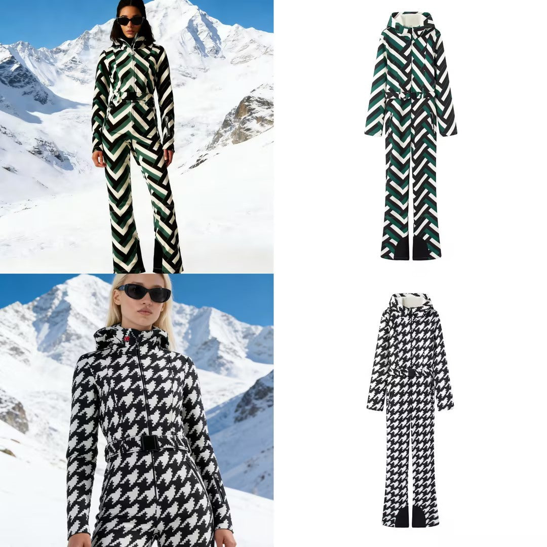 Ladies Hooded Overall with Belt, Zipper and Flared Leg Chichicherry