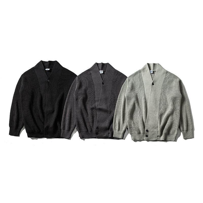 Men's knit cardigan with shawl collar and asymmetrical button placket Chichicherry
