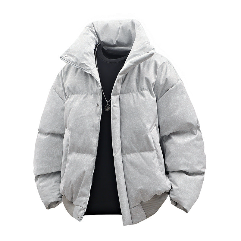 Men's short padded quilted jacket with high stand-up collar and matte structured optics Chichicherry