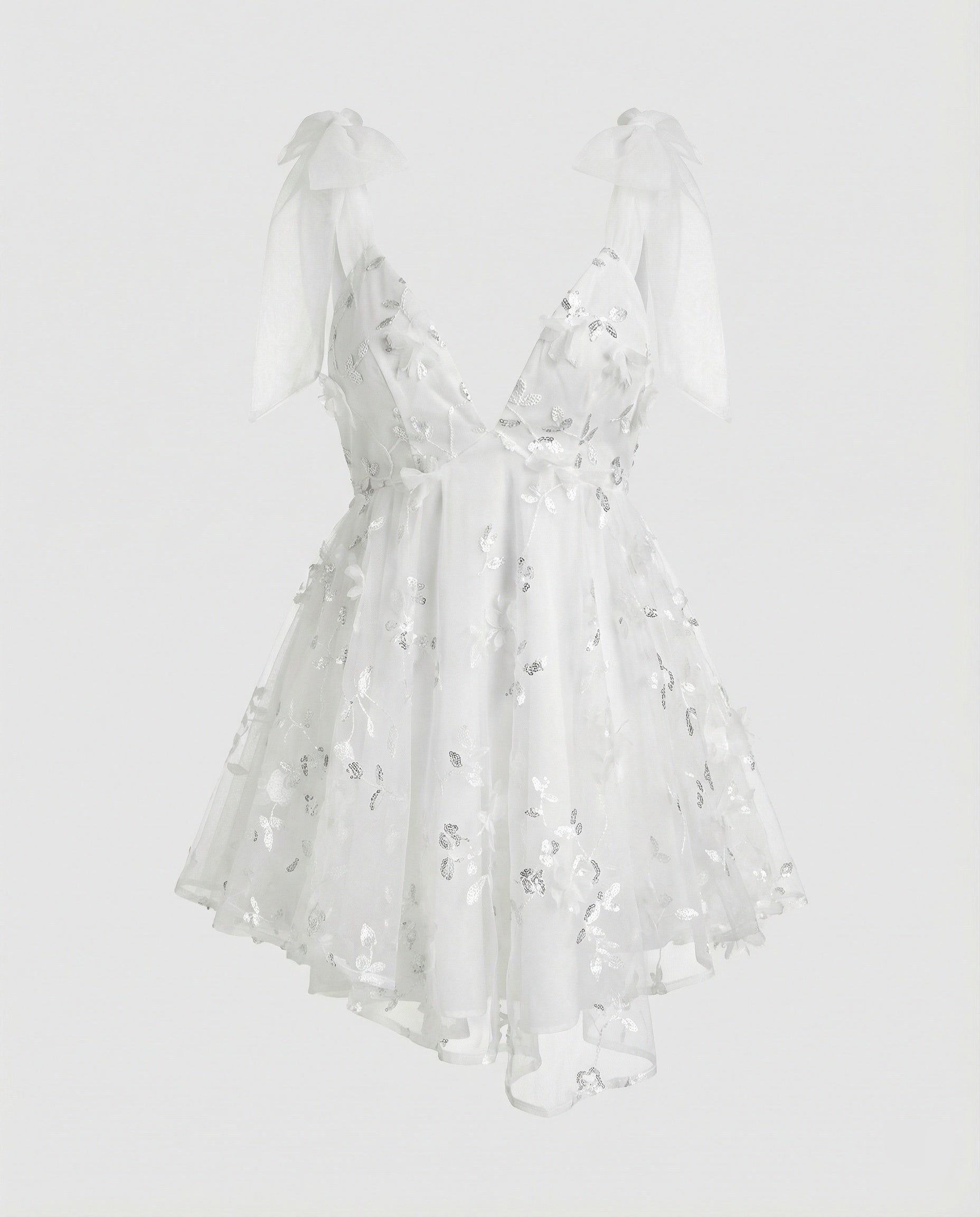 Women's Tulle Mini Dress with 3D Flowers