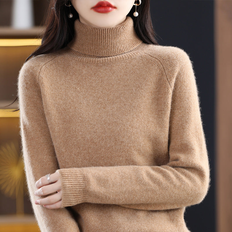 Women's Soft High Collar Sweater made of fluffy Wool Mix with Raglan Sleeves Chichicherry