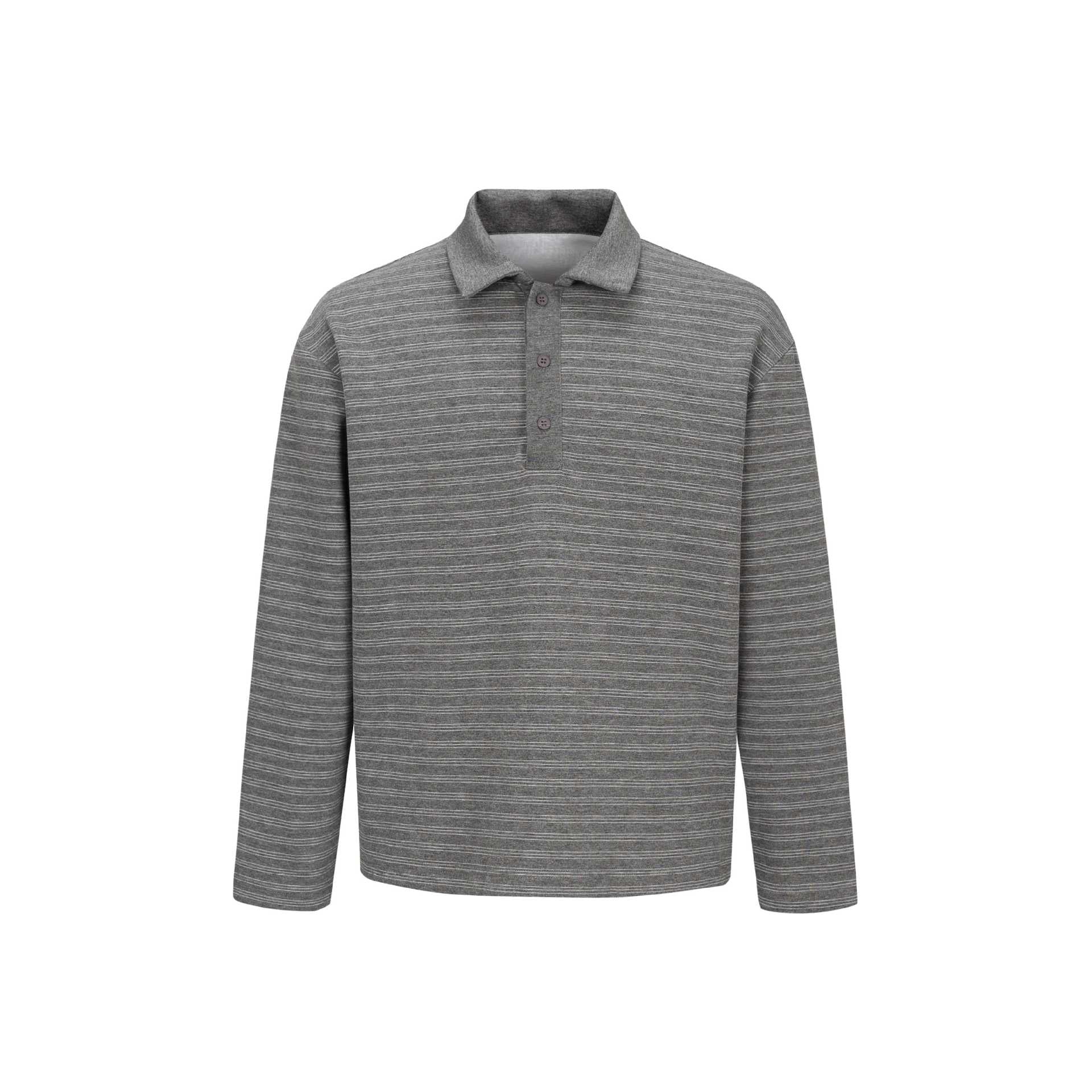 Men's long-sleeve polo shirt in relaxed fit with fine stripe knit Chichicherry