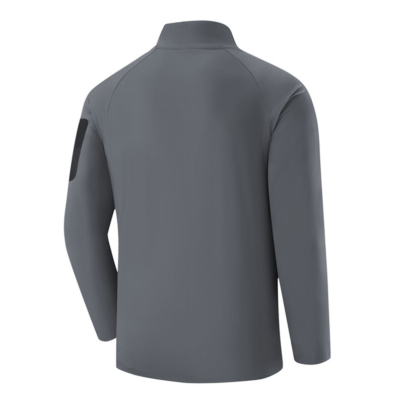 Men's Breathable Functional Long Sleeve Shirt with Stand Collar, 1/4 Zipper and Sleeve Utility Pocket Chichicherry