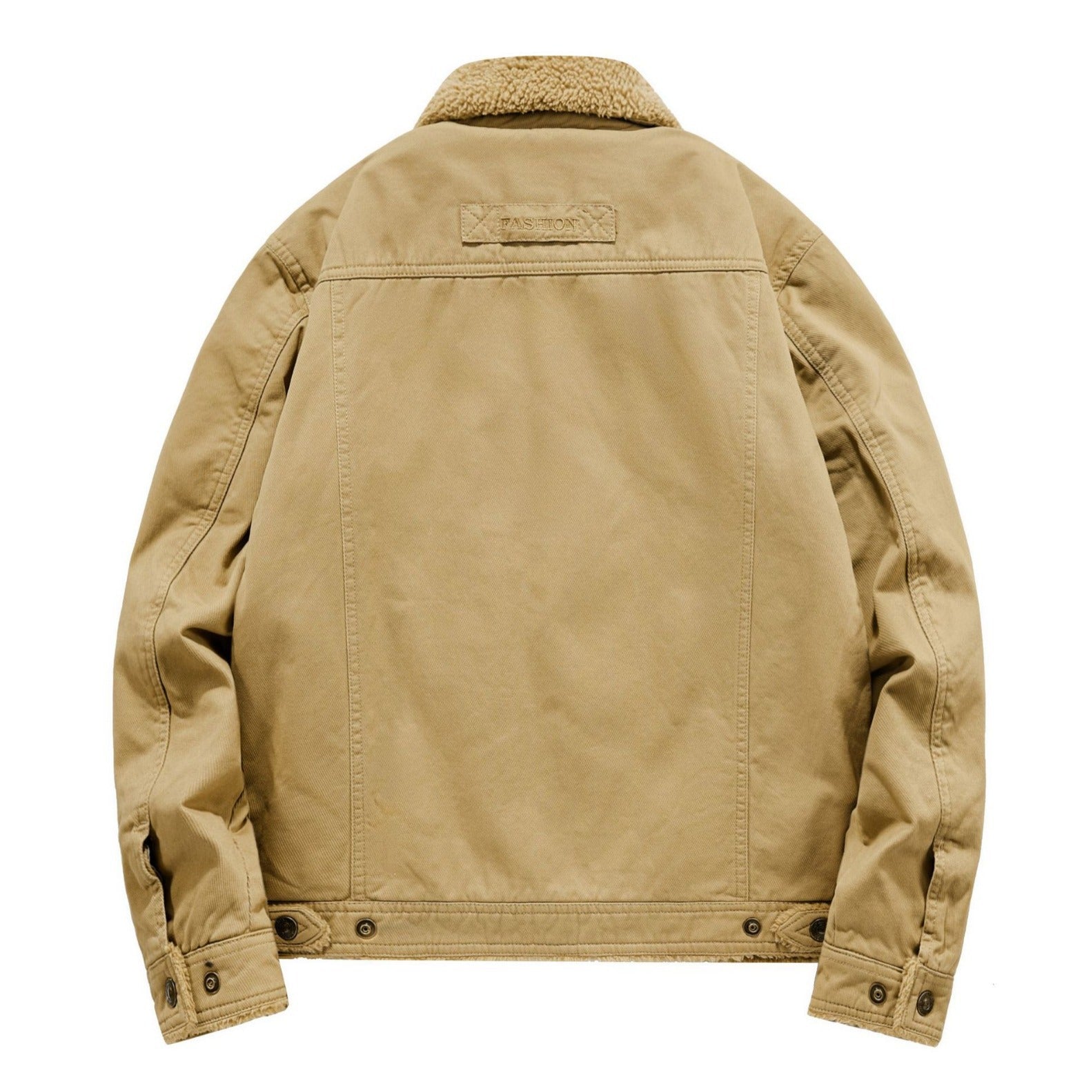 Men's canvas field jacket with Sherpa lining, warm teddy inner layer and utility chest pockets Chichicherry