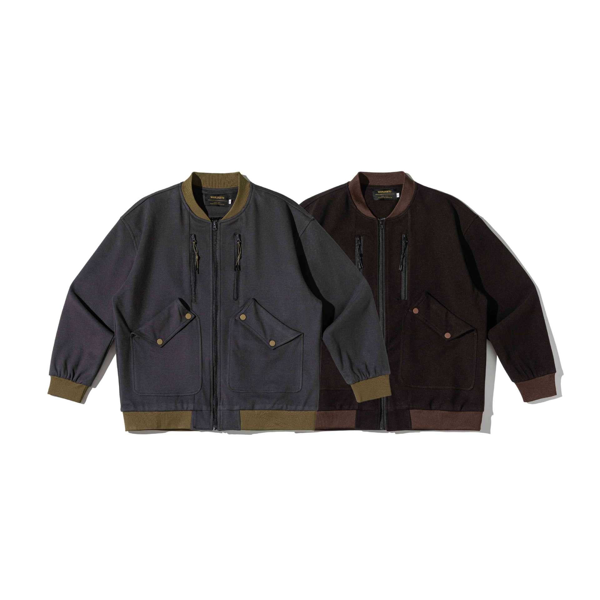 Men's short-cut utility bomber jacket with flap pockets and double chest zip Chichicherry