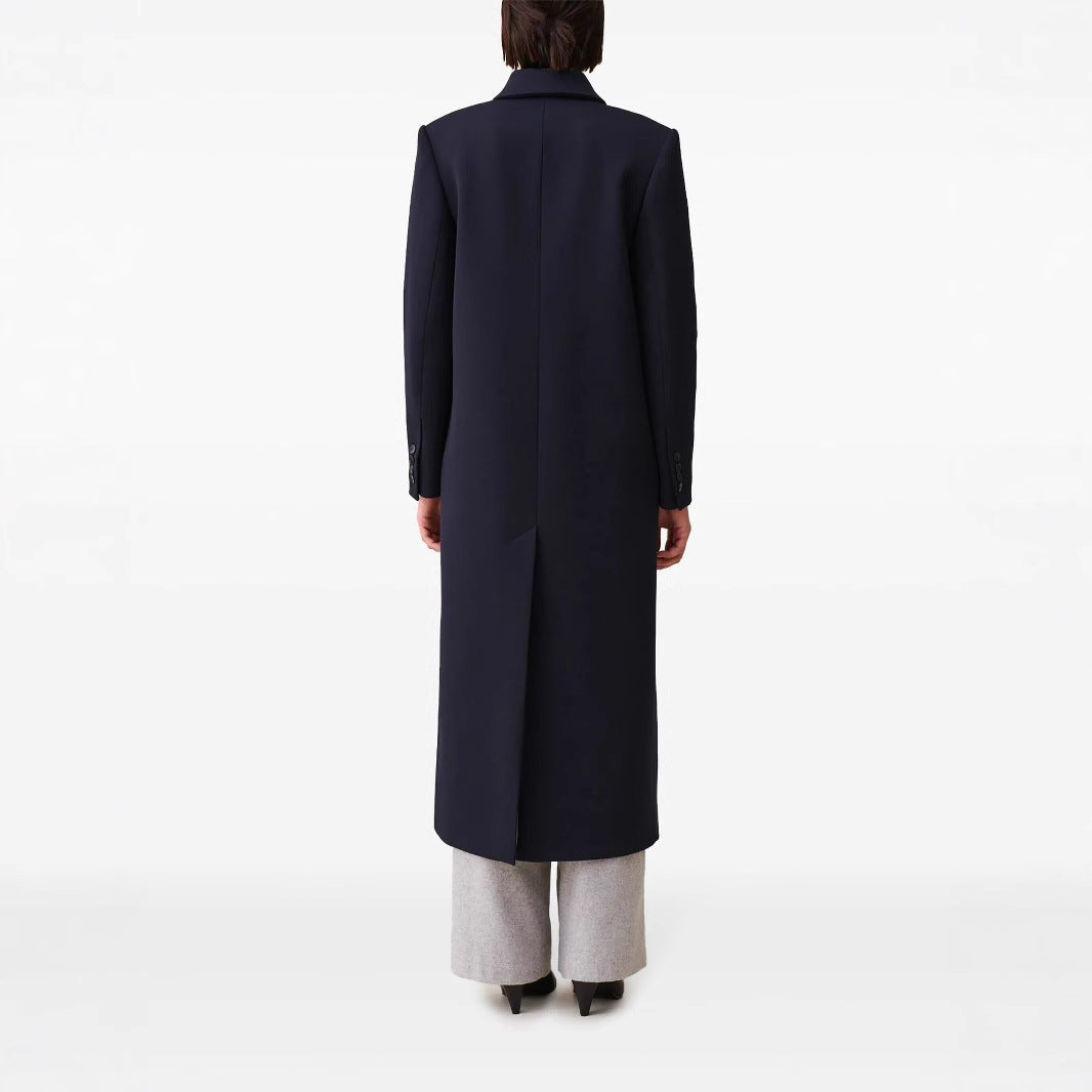 Women's longer minimalist coat with straight cut and shirt collar Chichicherry