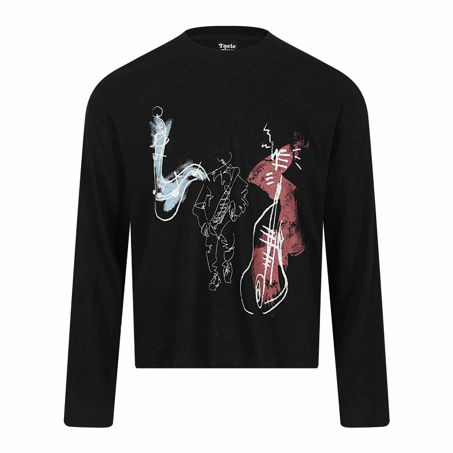 Unisex Long Sleeve Printed Shirt Made of Light Cotton Blend Chichicherry