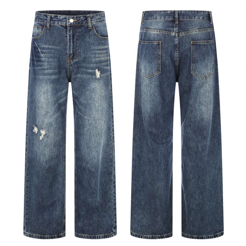 Women Highwaist Jeans in Wide Leg Cut with Used and Destroyed Details Chichicherry