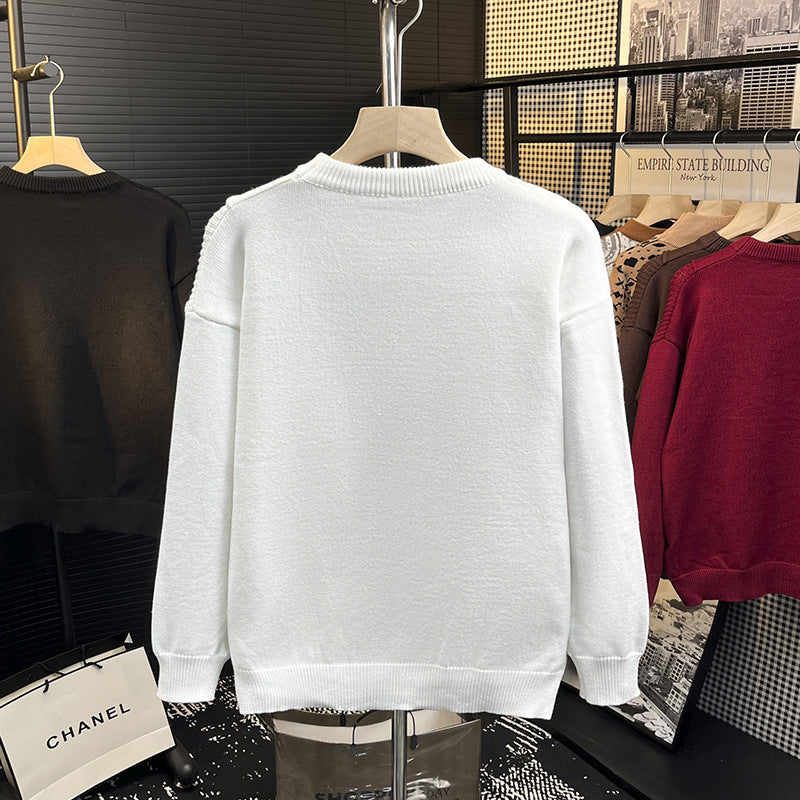 Herren Strukturierter Patchwork-Strickpullover mit Rundhals und gerippten Einsätzen Chichicherry