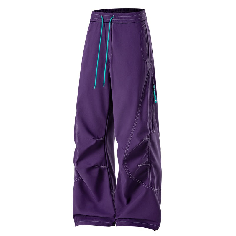 Men's Baggy Cargo Pants with Elastic Waistband, Multifunctional Pockets, and Adjustable Hem Chichicherry