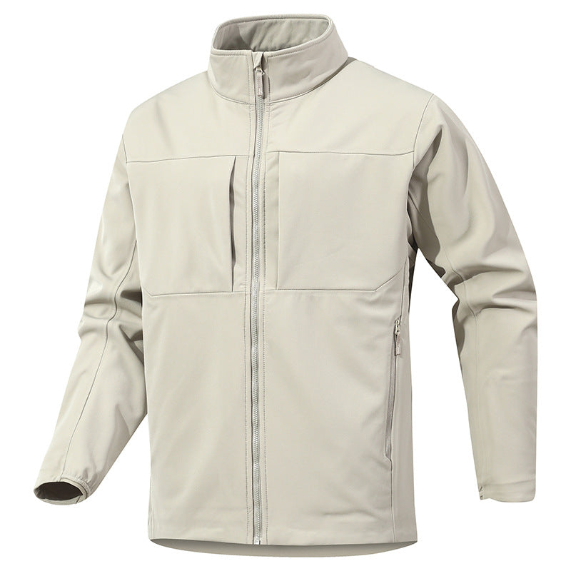 Men's Technical Softshell Jacket with Stand-Up Collar and Concealed Zip Pockets Chichicherry