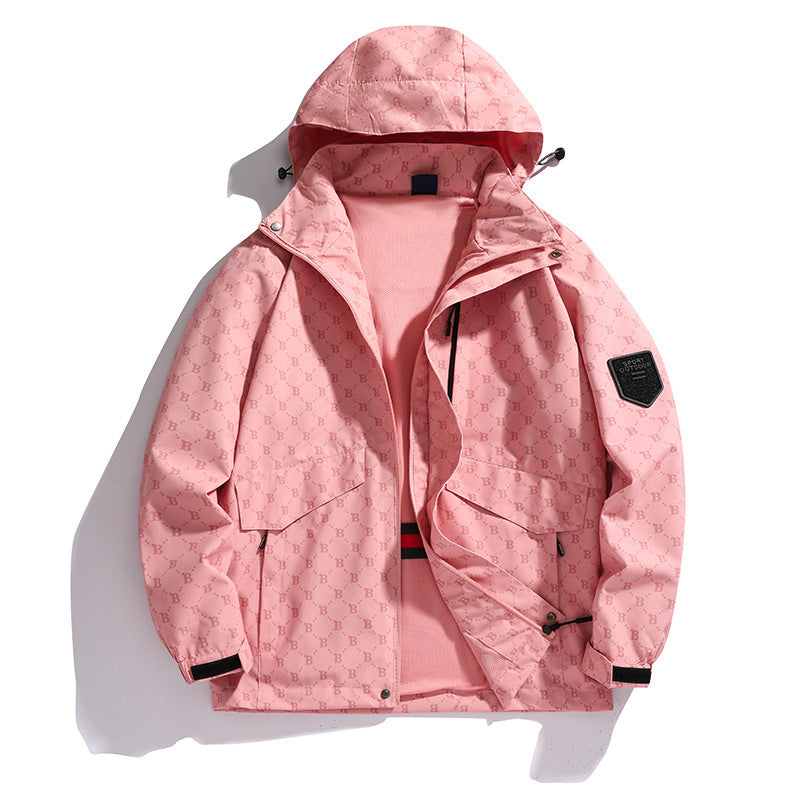 Men's Lightweight Hooded Logo Allover Field Jacket with Mesh Lining and Water-Repellent Surface Chichicherry