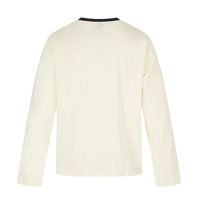Women's long-sleeve shirt with vintage illustration, contrast collar and relaxed fit Chichicherry