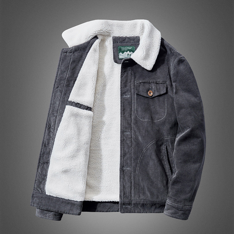 Men's cord jacket with sherpa lining, shirt collar and pocket detail Chichicherry