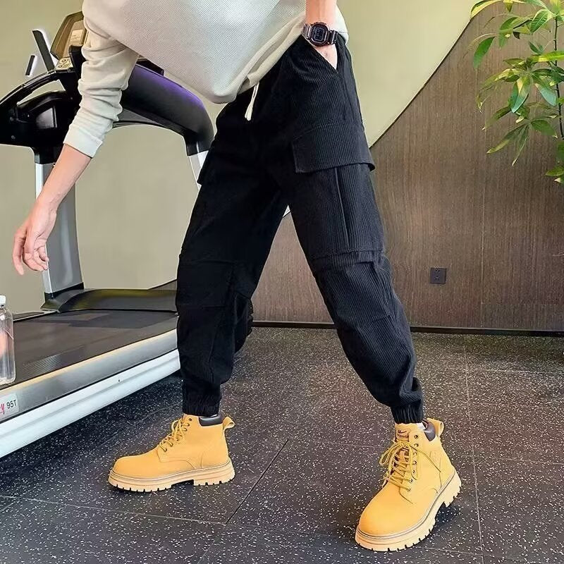 Herren Cargo-Jogginghose aus Cordoptik mit Mehrfach‑Taschen und elastischem Saum Chichicherry