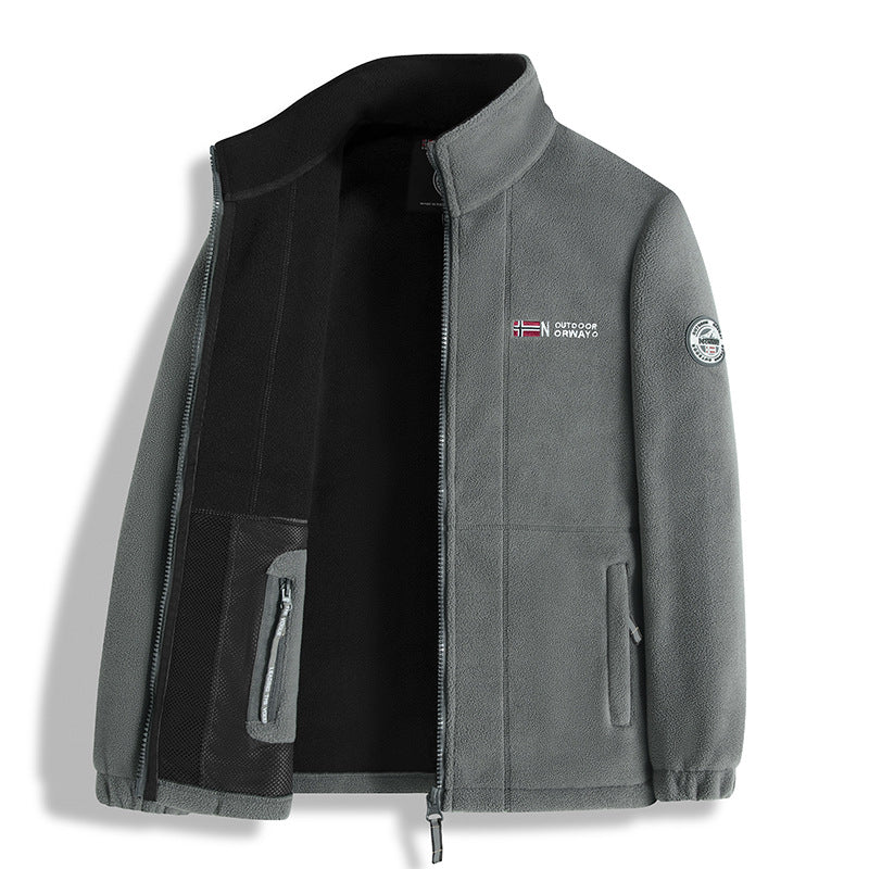 Men's fleece jacket with microfleece inner lining, stand-up collar and two-way zipper Chichicherry