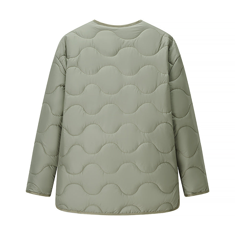 Women’s Longline Padded Jacket with Oversized Silhouette and Snap Button Closure Chichicherry