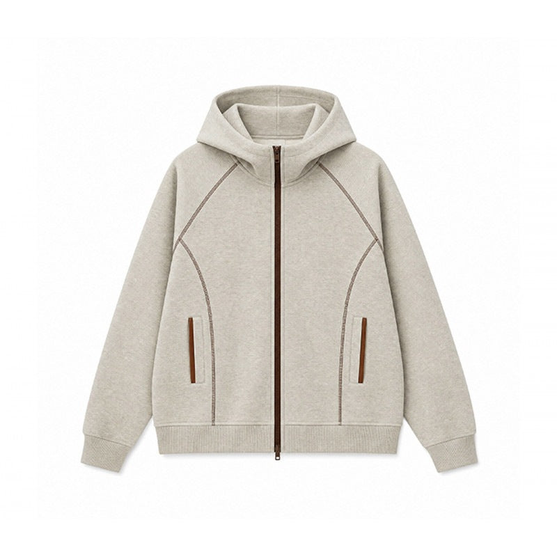 Men's sporty hooded sweatshirt jacket with contrast zipper and ergonomic seams Chichicherry