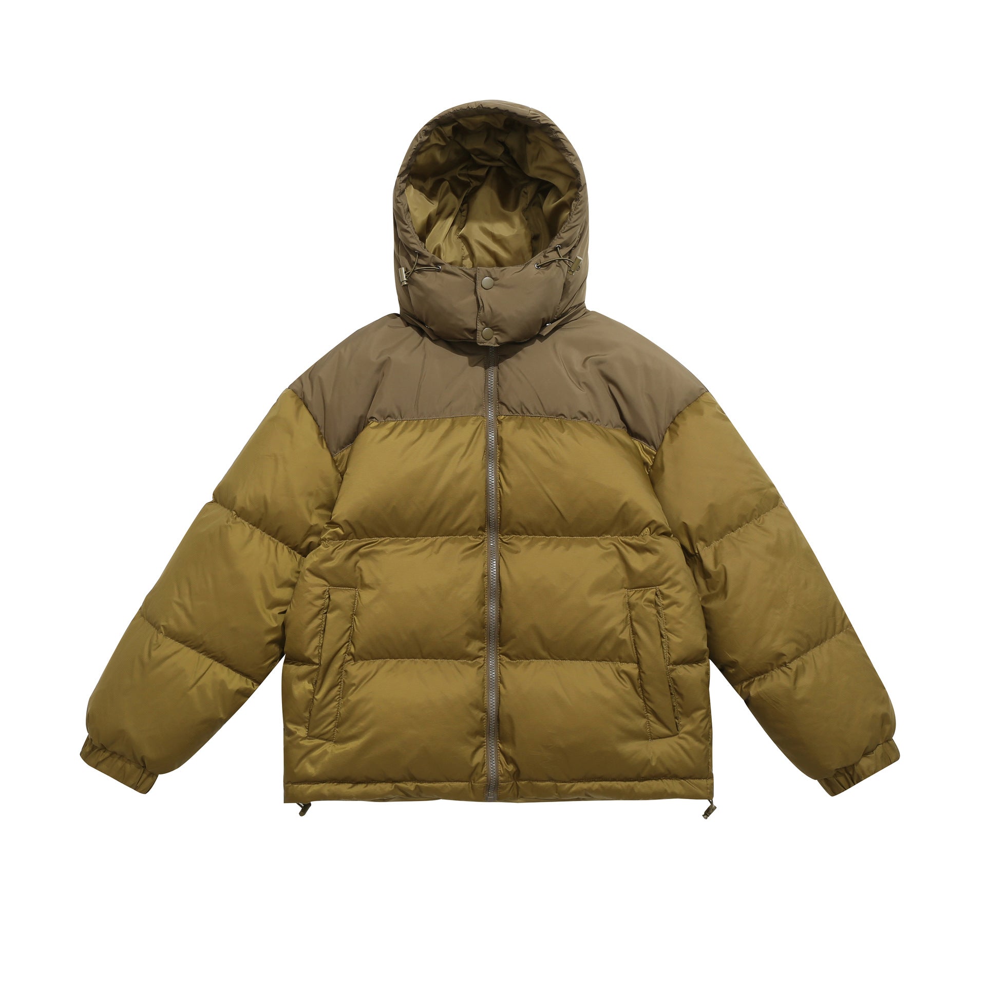 Men's Short Boxy Padded Jacket with High Hood, Drawstring and Elastic Sleeve Cuffs Chichicherry
