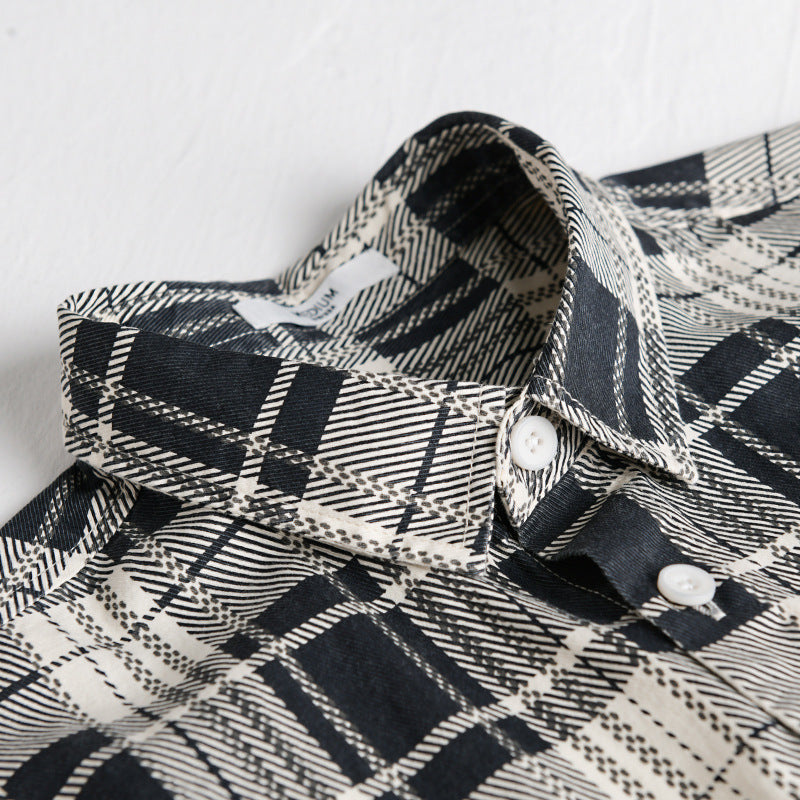 Men's Rustic Check Over Shirt made of soft cotton flannel with a patch chest pocket Chichicherry