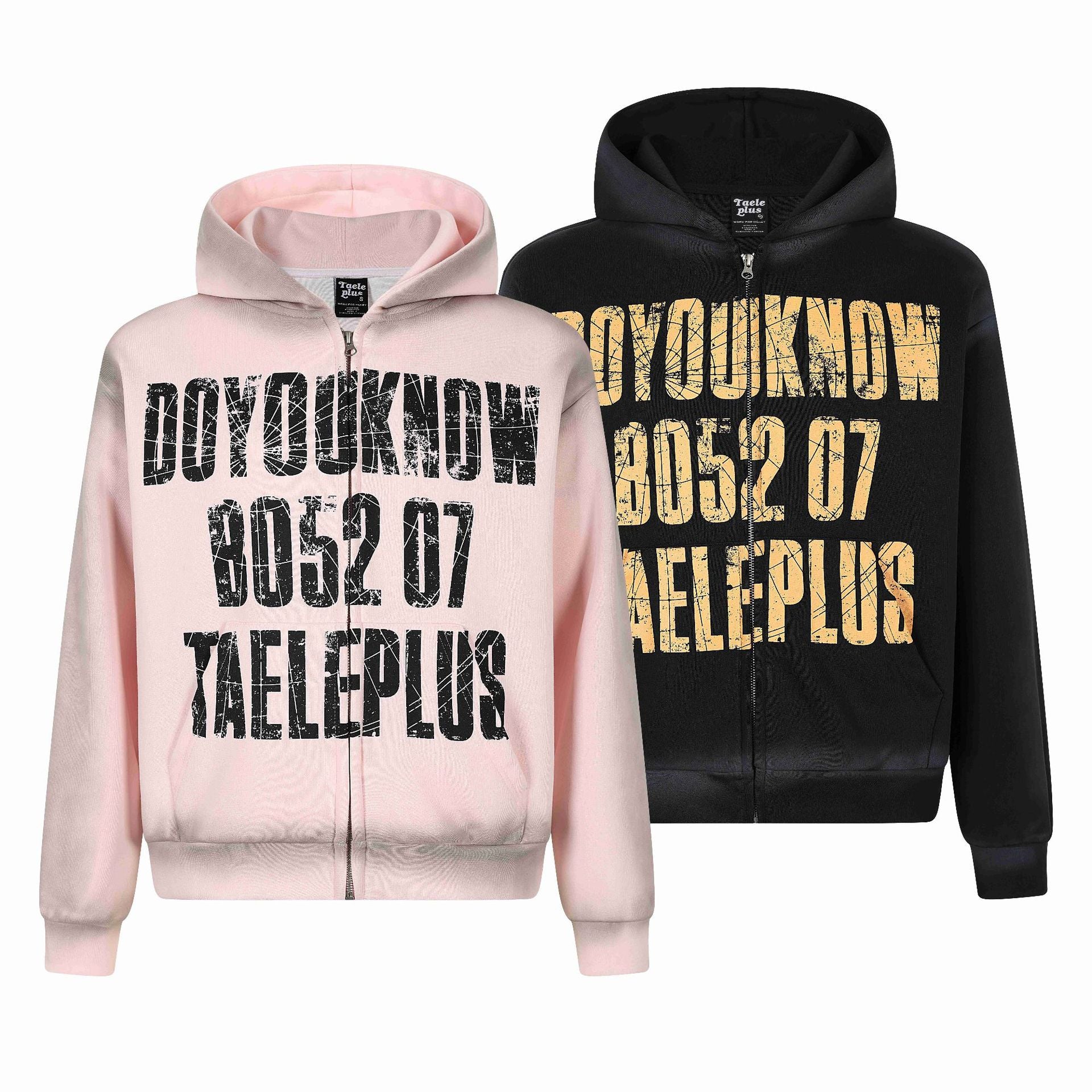 Unisex hooded jacket with full zip, large typo print and kangaroo pocket Chichicherry