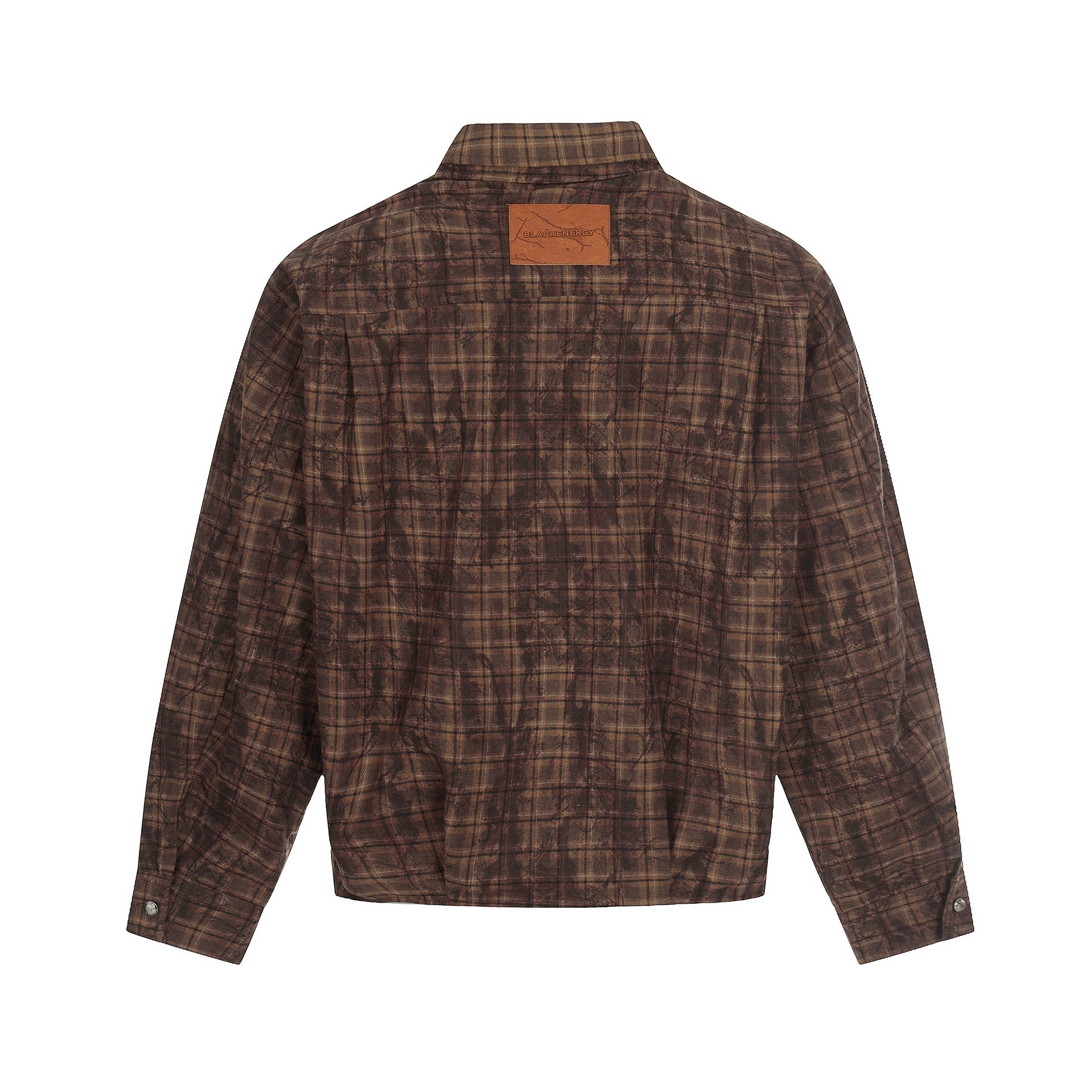Men's Oversized Check Overshirt in Blouson Style with Distressed Finish Chichicherry