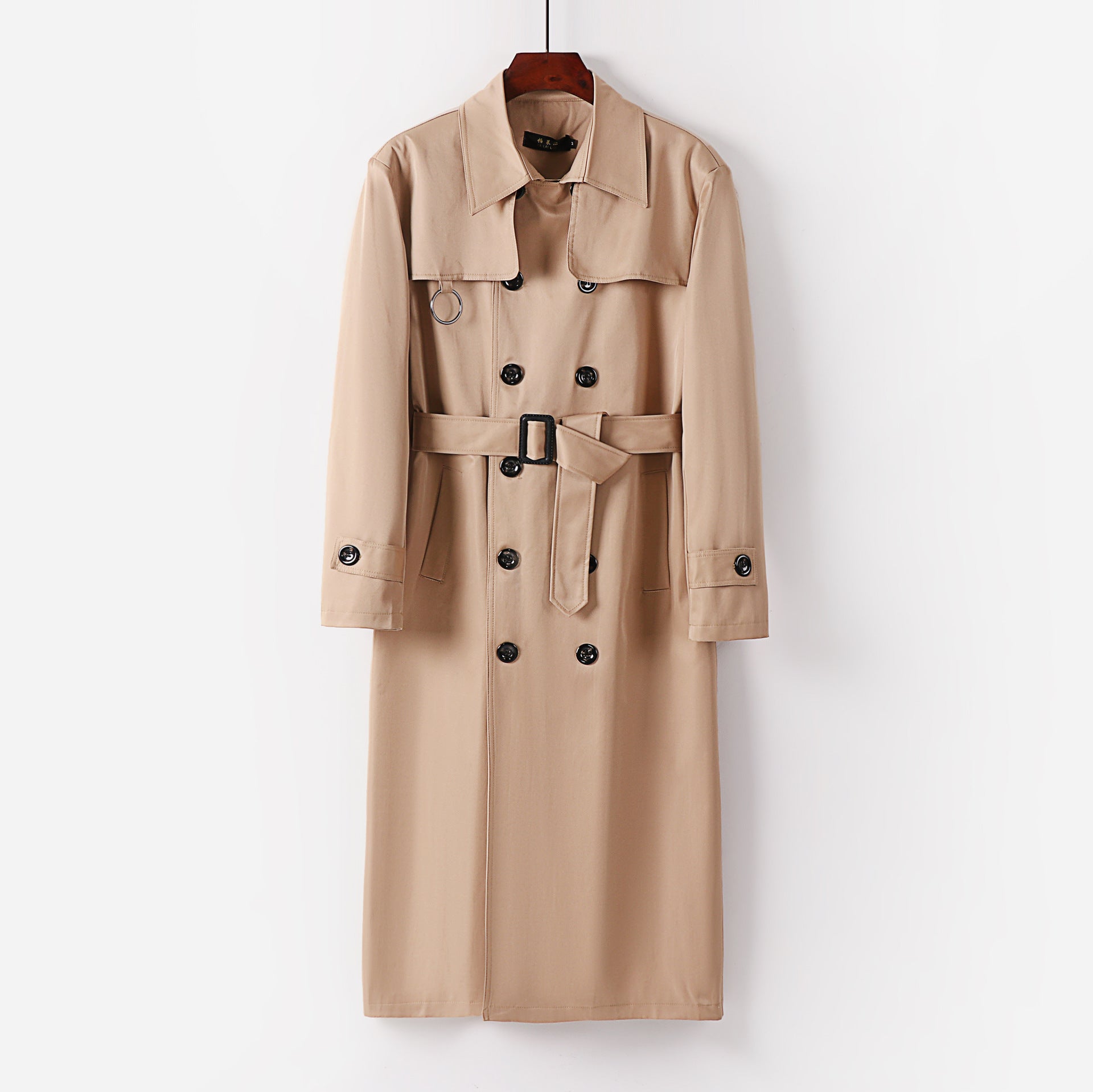Men's Double-Breasted Lightweight Trench Coat with Waist Belt Chichicherry