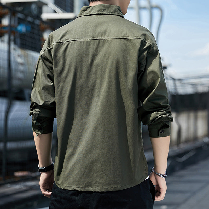 Men's overshirt in lightweight canvas utility style with shirt collar and patch pockets Chichicherry