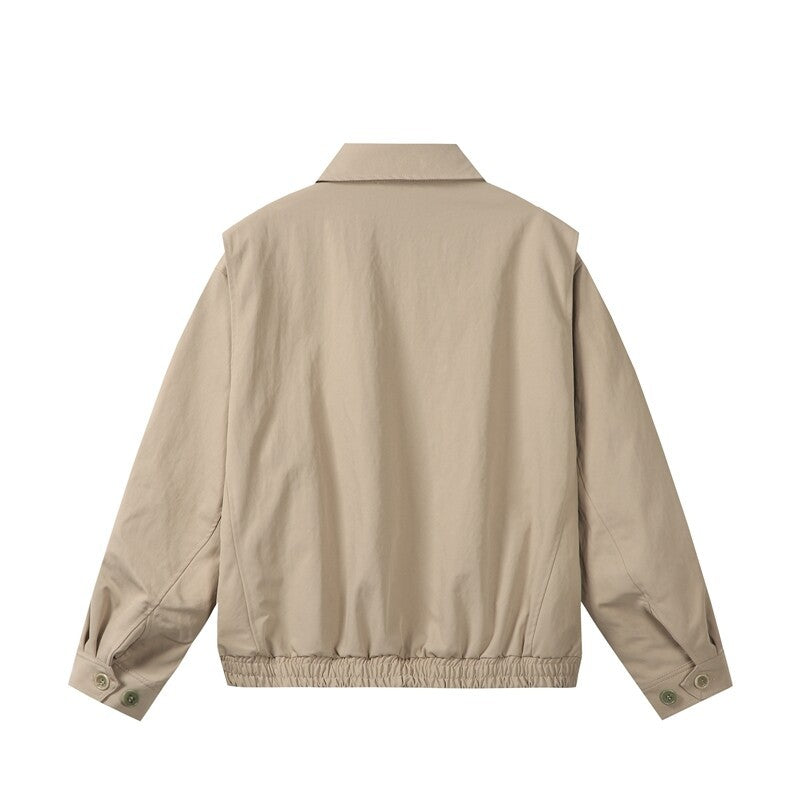 Unisex Lightweight Oversized Transitional Bomber Jacket with Shirt Collar and Elastic Hem Chichicherry