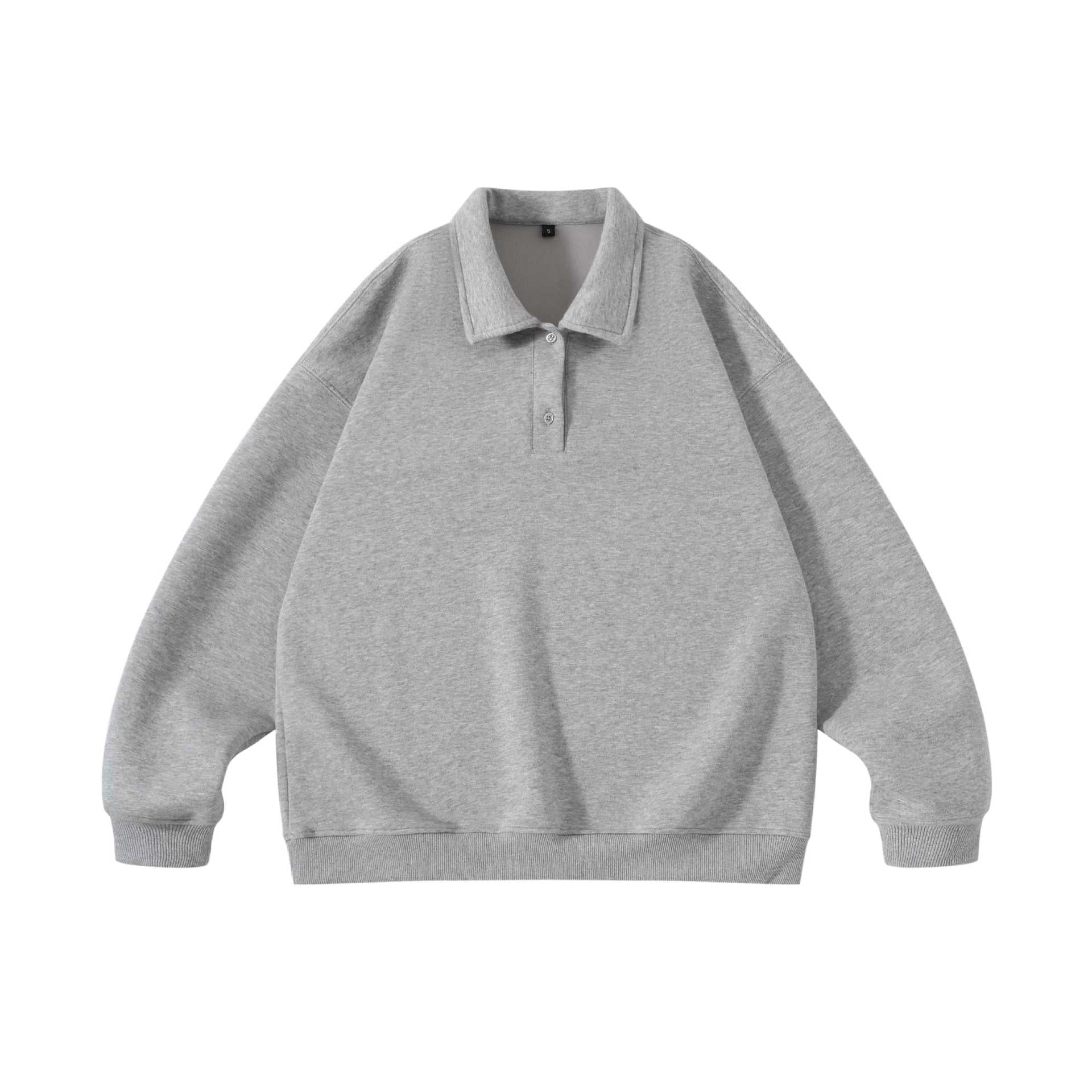 Unisex Oversize Henley Polo Sweatshirt with Kent collar, raglan sleeves and ribbed cuffs Chichicherry