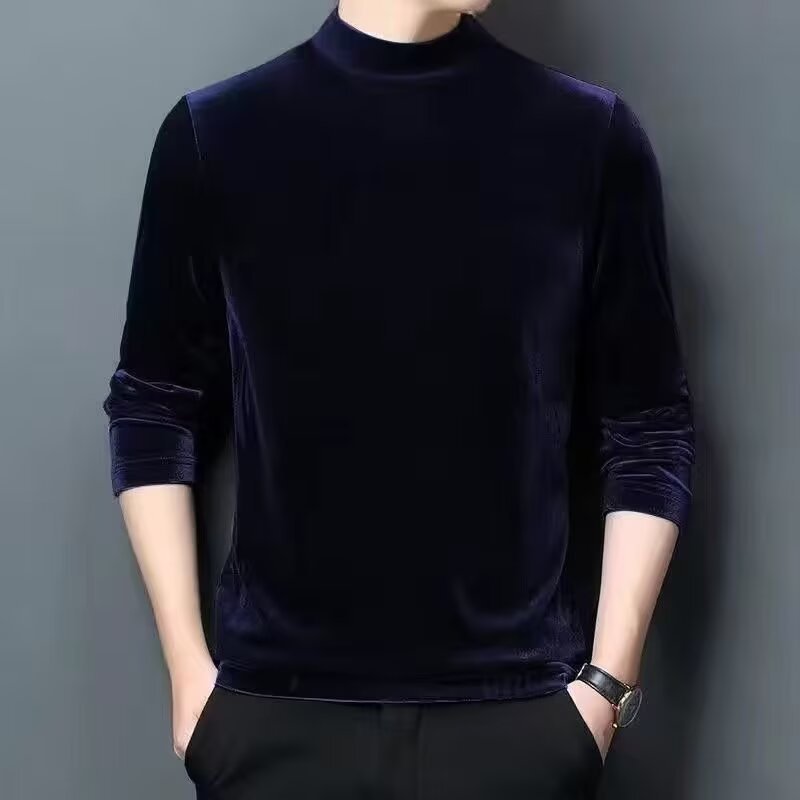 Herren Feiner Samt-Halbrollkragenpullover Slim-Fit Chichicherry