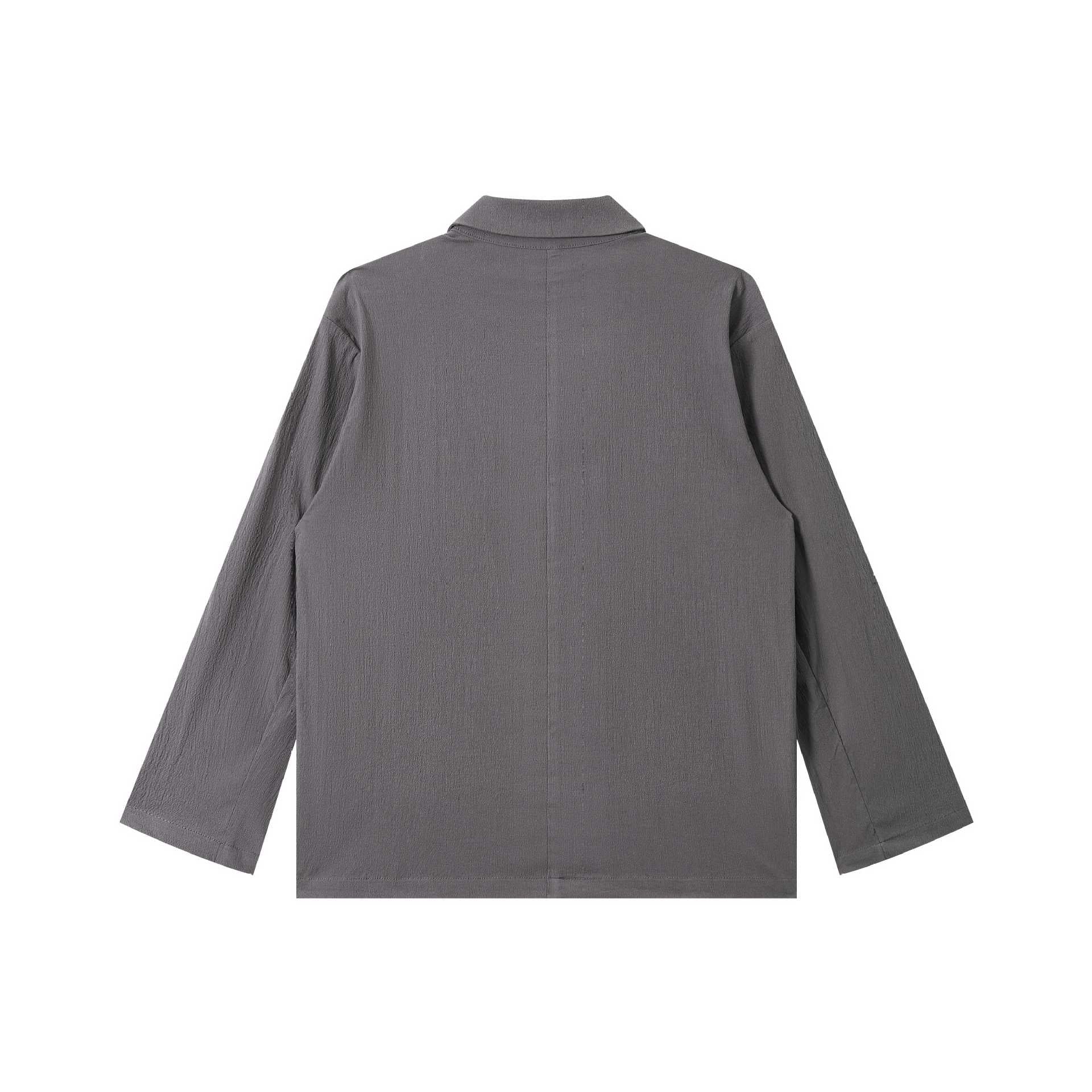 Men's Lightweight Structured Overshirt with Lapel Collar, Button Placket and Patch Pockets Chichicherry