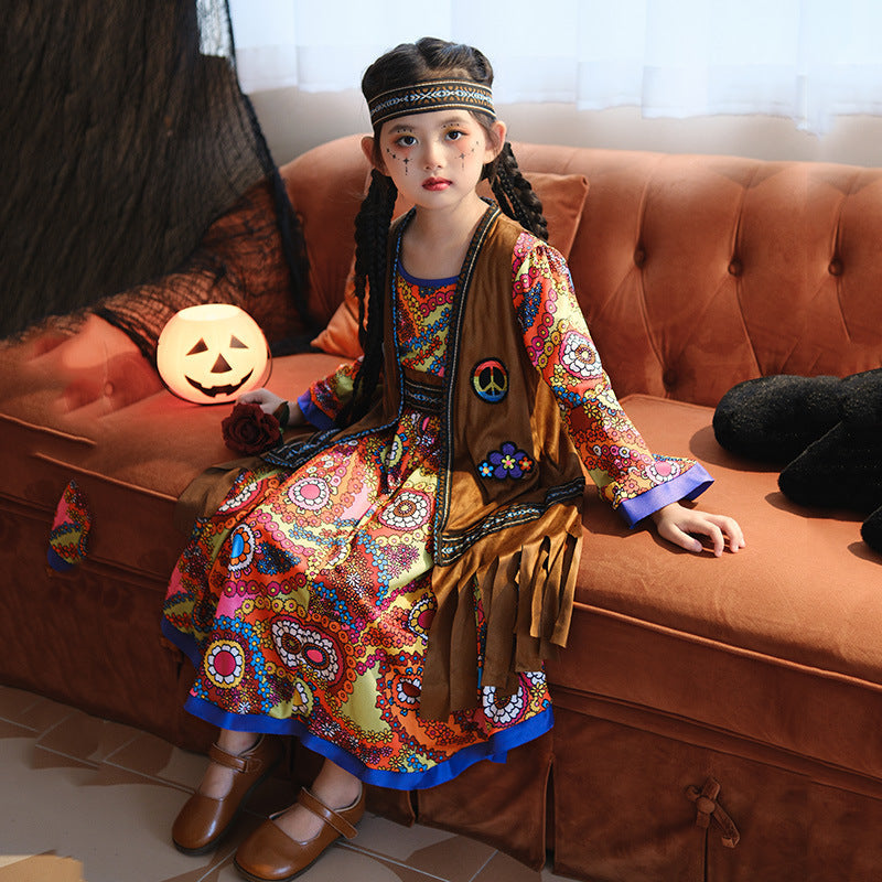 Girl Boho dress with long sleeves Chichicherry