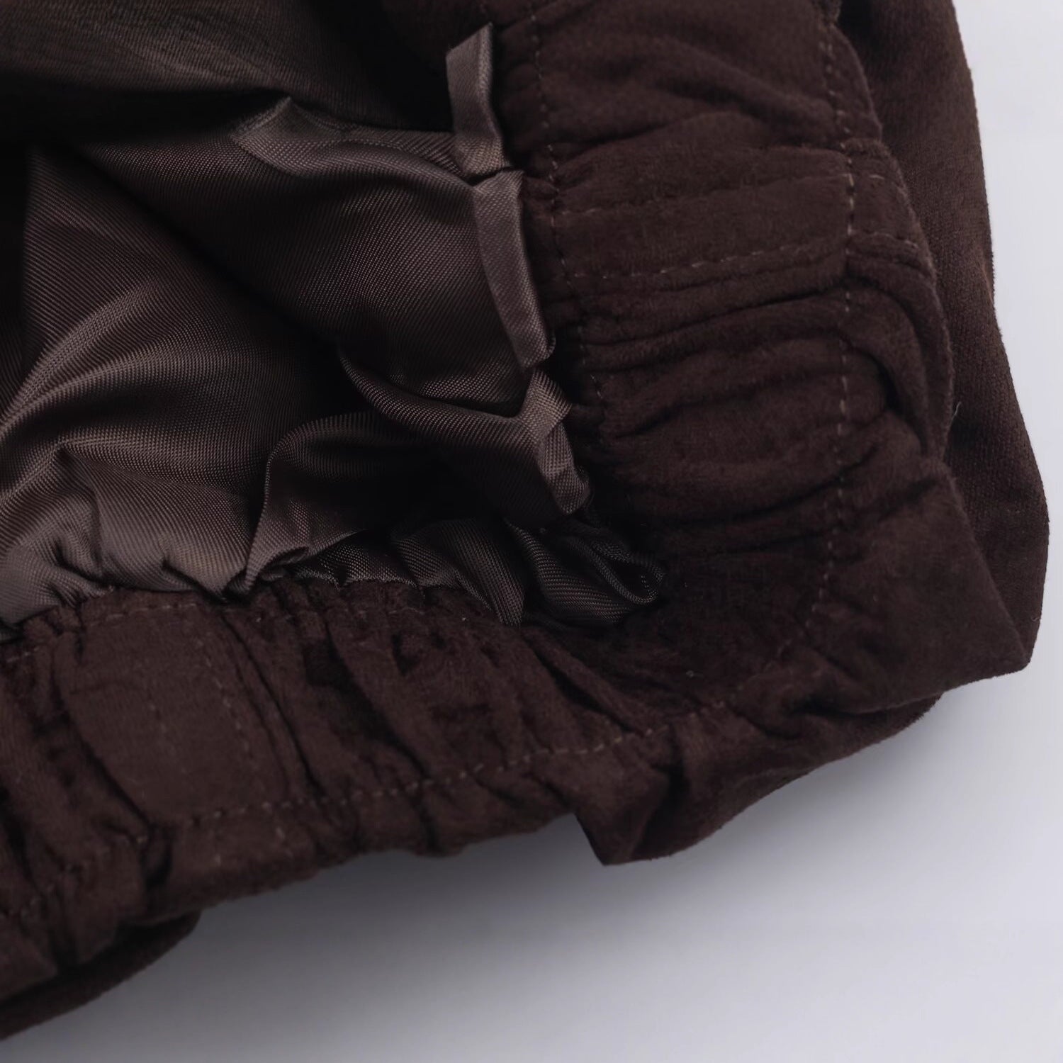 Women's Short Oversized Suede-Look Bomber Jacket with Stand-Up Collar and Elastic Hem Chichicherry