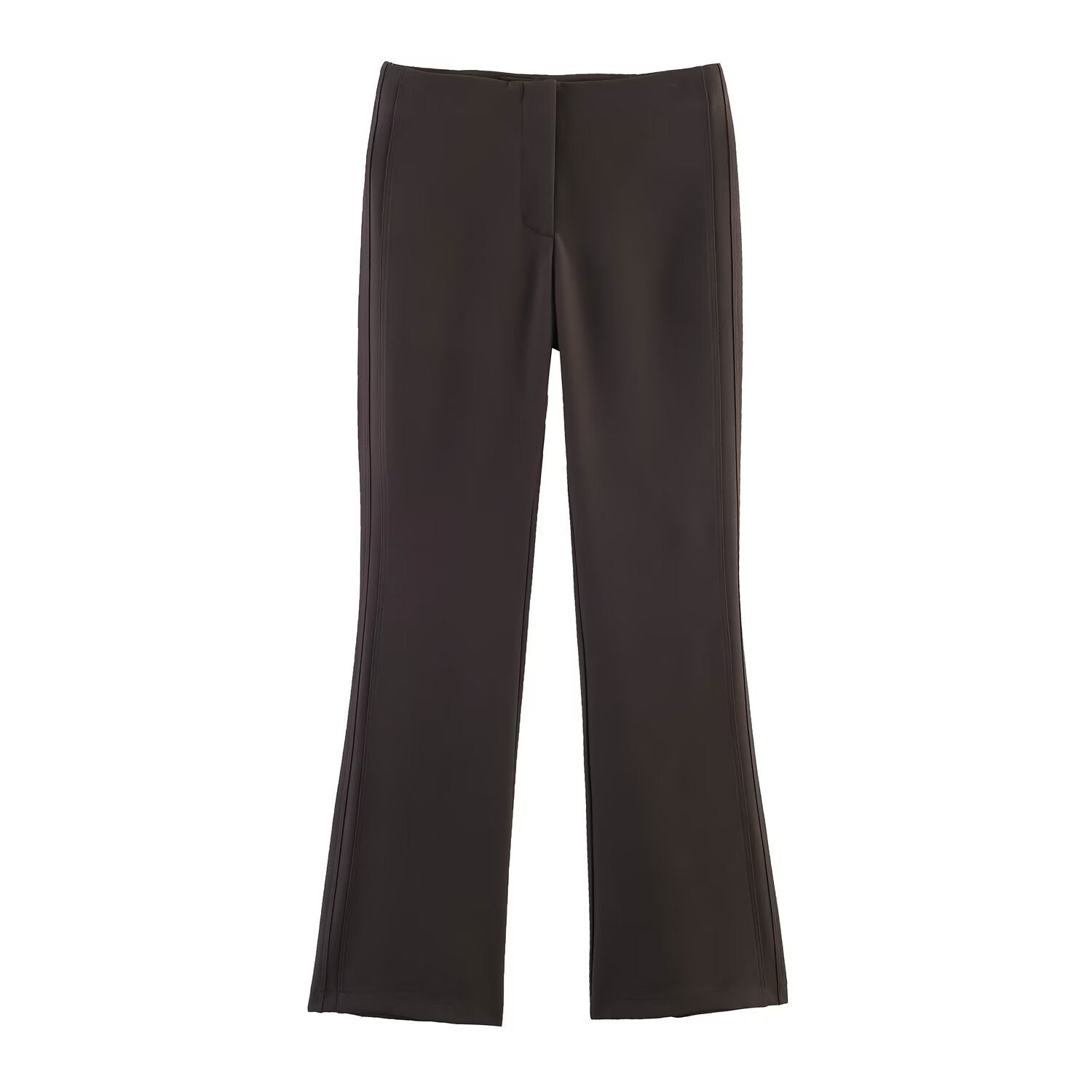 Women High-waisted Flared Trousers with Seam-Emphasized Sides and Stretch Chichicherry
