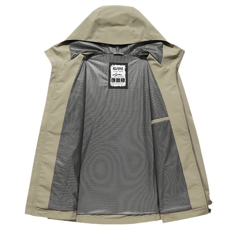 Men's softshell rain and transitional jacket with hood, windproof membrane and breathable mesh lining Chichicherry
