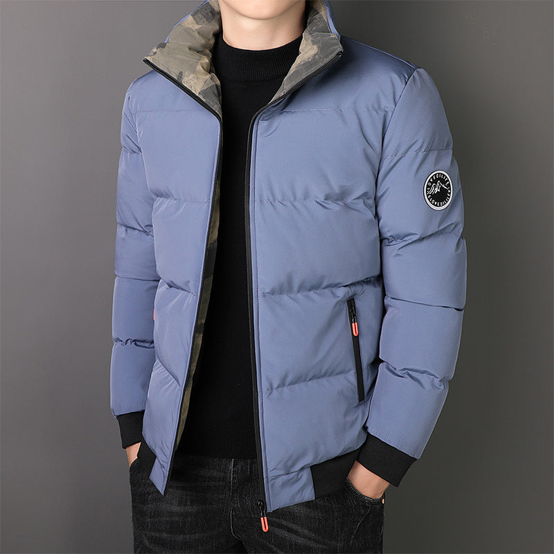 Men's short padded quilted jacket with camouflage lining, ribbed cuffs, and zip pockets Chichicherry