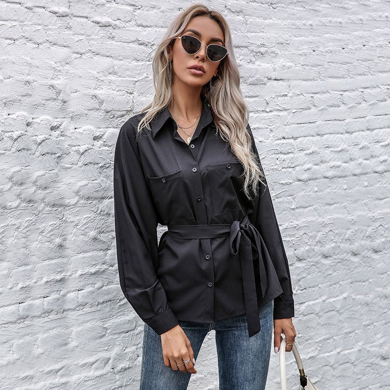 Women's Fitted Shirt with Ties and Chest Pockets Chichicherry