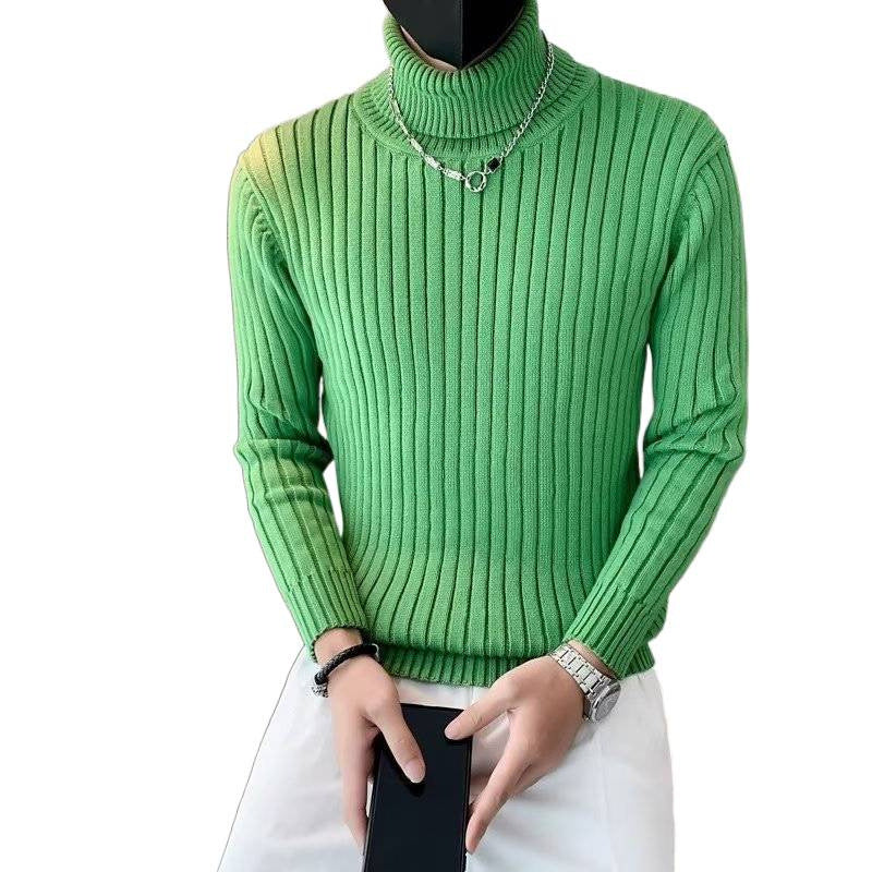 Herren Enganliegender Gerippter Rollkragenpullover aus Feinstrick Chichicherry