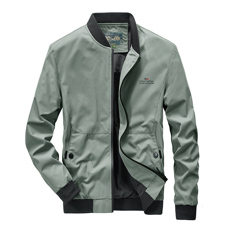 Men's minimalist nylon flight jacket with high ribbed collar, lightly padded and water-repellent Chichicherry