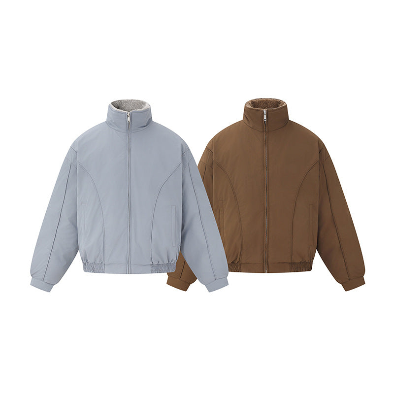 Unisex Boxy Isolation Jacket with High Stand-Up Collar and Teddy Lining Chichicherry