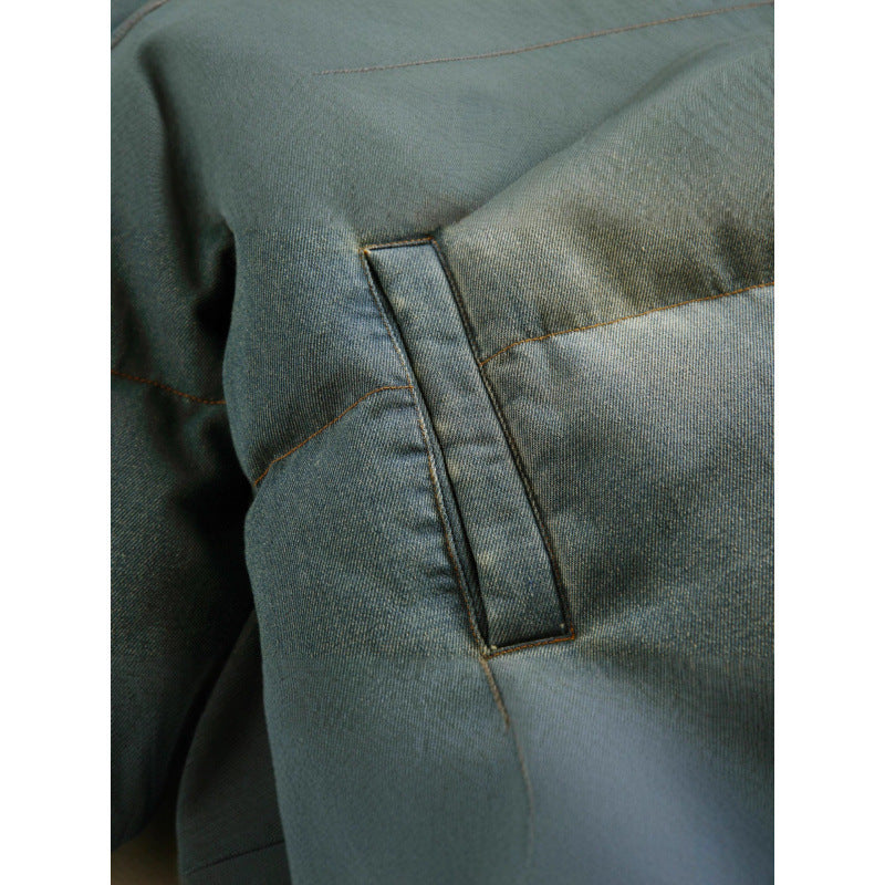 Unisex Short Oversized Padded Jacket with Stand Collar, Drawstring and Elastic Sleeve Cuffs Chichicherry