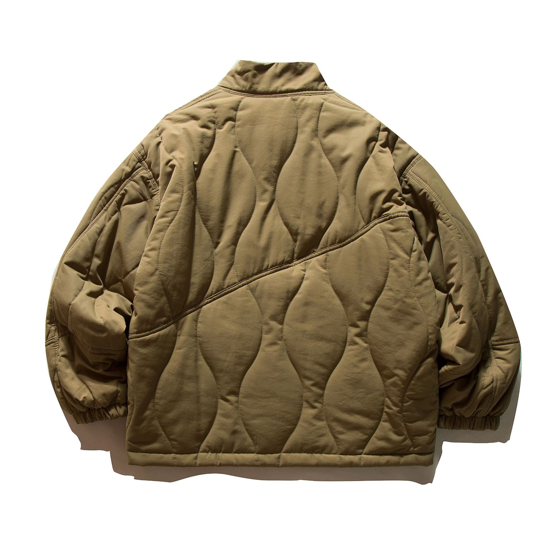 Men's short-cut quilted field blouson jacket with wave quilting, stand-up collar and flap pockets Chichicherry