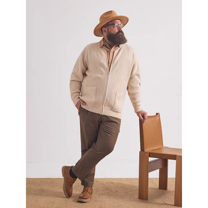 Unisex Oversized Boxy-Strickjacke mit verdecktem Reißverschluss und breiter Rippenstruktur Chichicherry