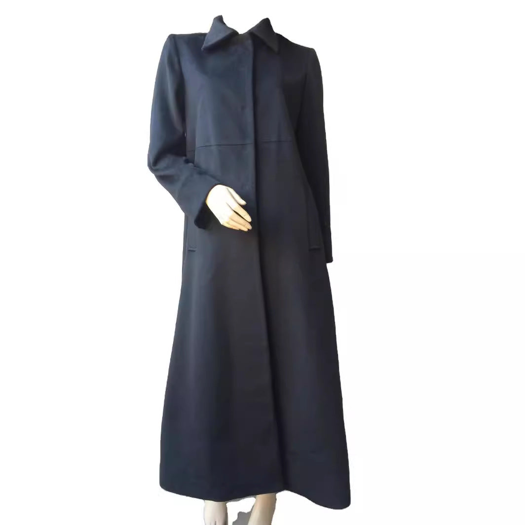 Ladies Floor-Length Single-Breasted Coat with Split and Tailored Silhouette Chichicherry