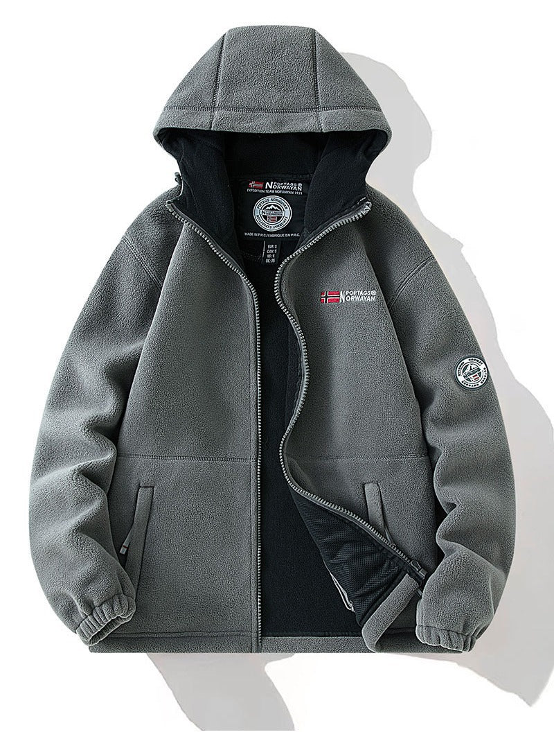 Women's fleece hooded jacket with warming microfleece inner side, full-length zipper and utility pockets Chichicherry