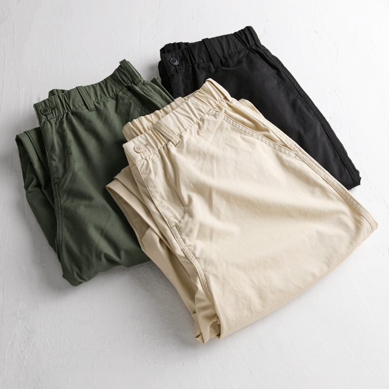 Men's casual chino pants with elastic waistband, drawstring, and tapered leg Chichicherry