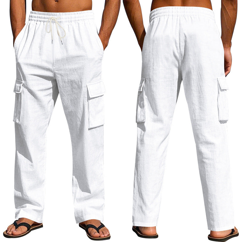 Men's Loose Fit Cargo Pants made of lightweight ripstop with elastic waistband and flap pockets Chichicherry